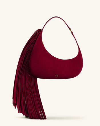 Harlee Kunstwildleder Fransen Schultertasche - Bordeaux