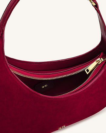 Harlee Kunstwildleder Fransen Schultertasche - Bordeaux