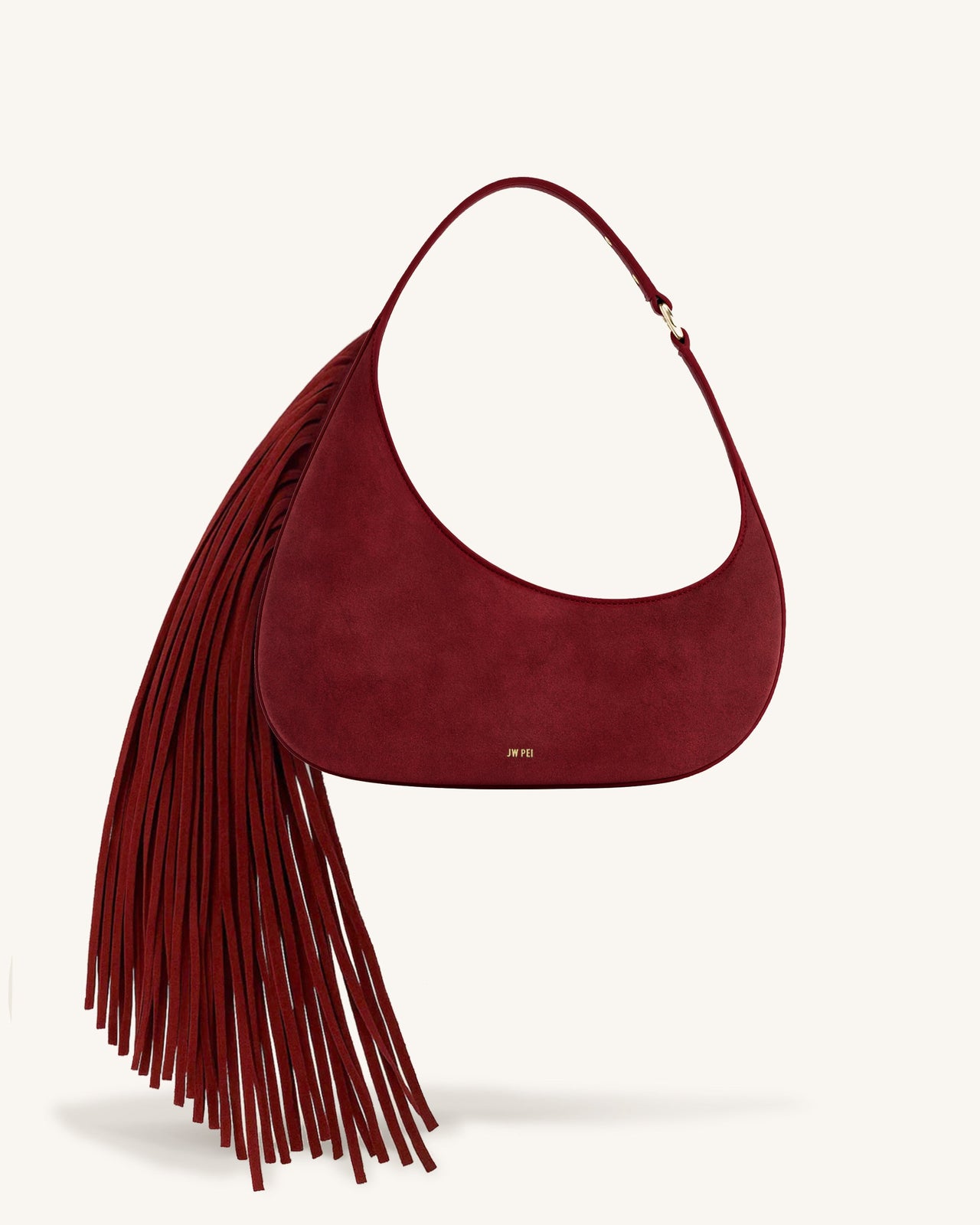 Harlee Kunstwildleder Fransen Schultertasche - Bordeaux