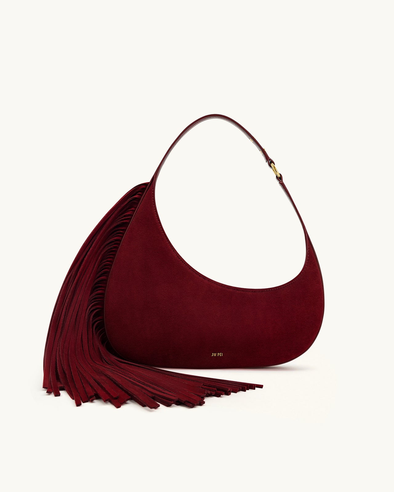 Harlee Kunstwildleder Fransen Schultertasche - Bordeaux