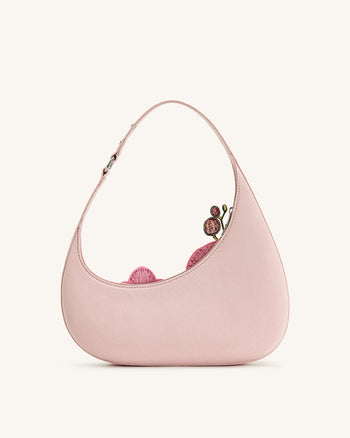 Harlee Orchidee Bestickte Schultertasche - Rosa