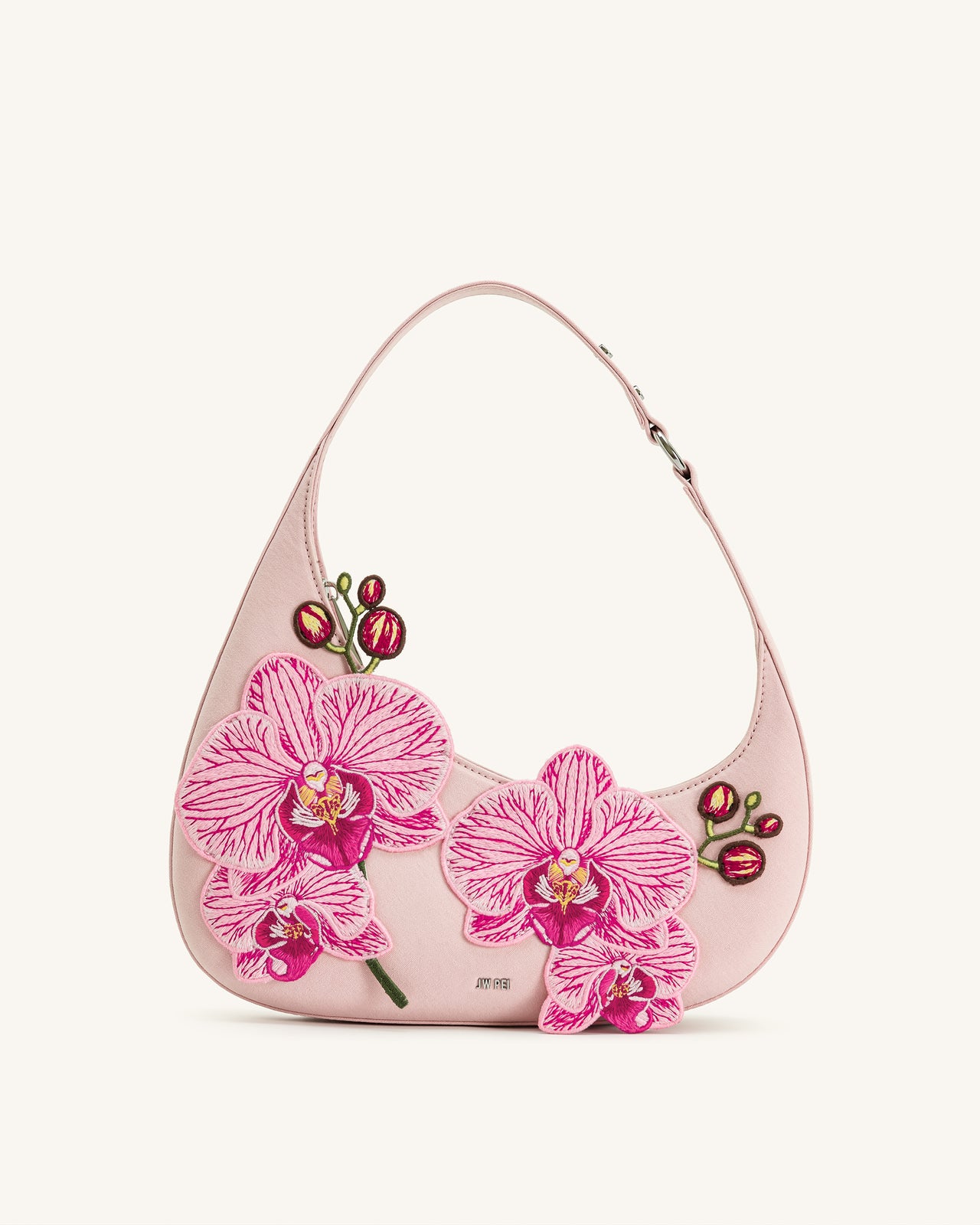 Harlee Orchidee Bestickte Schultertasche - Rosa