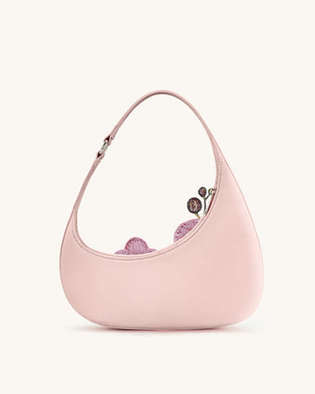 Harlee Orchidee Bestickte Schultertasche - Rosa