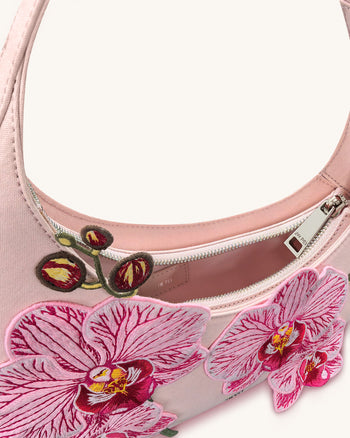 Harlee Orchidee Bestickte Schultertasche - Rosa