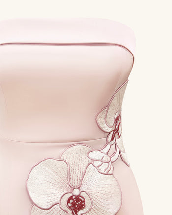 Orchideen-besticktes Kleid - Rosa