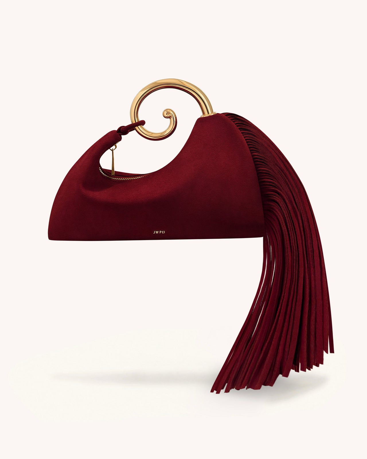 Nell Henkeltasche mit Fransen-Hardware - Burgund