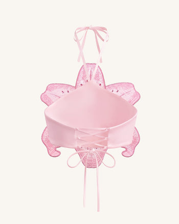 3D-Lilien-Neckholder-Crop-Top - Pink