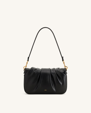 Sofia Geraffte Schultertasche - Schwarz