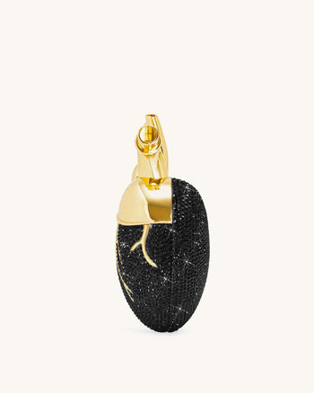 Herzförmige Tasche aus künstlichem Kristall – Schwarz/Gold