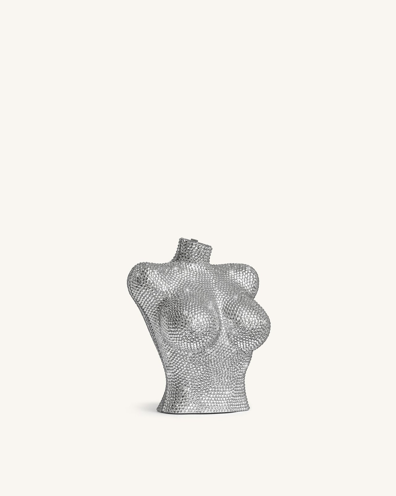 Kiara Clutch mit Kunstkristallen in Büstenform – Silber