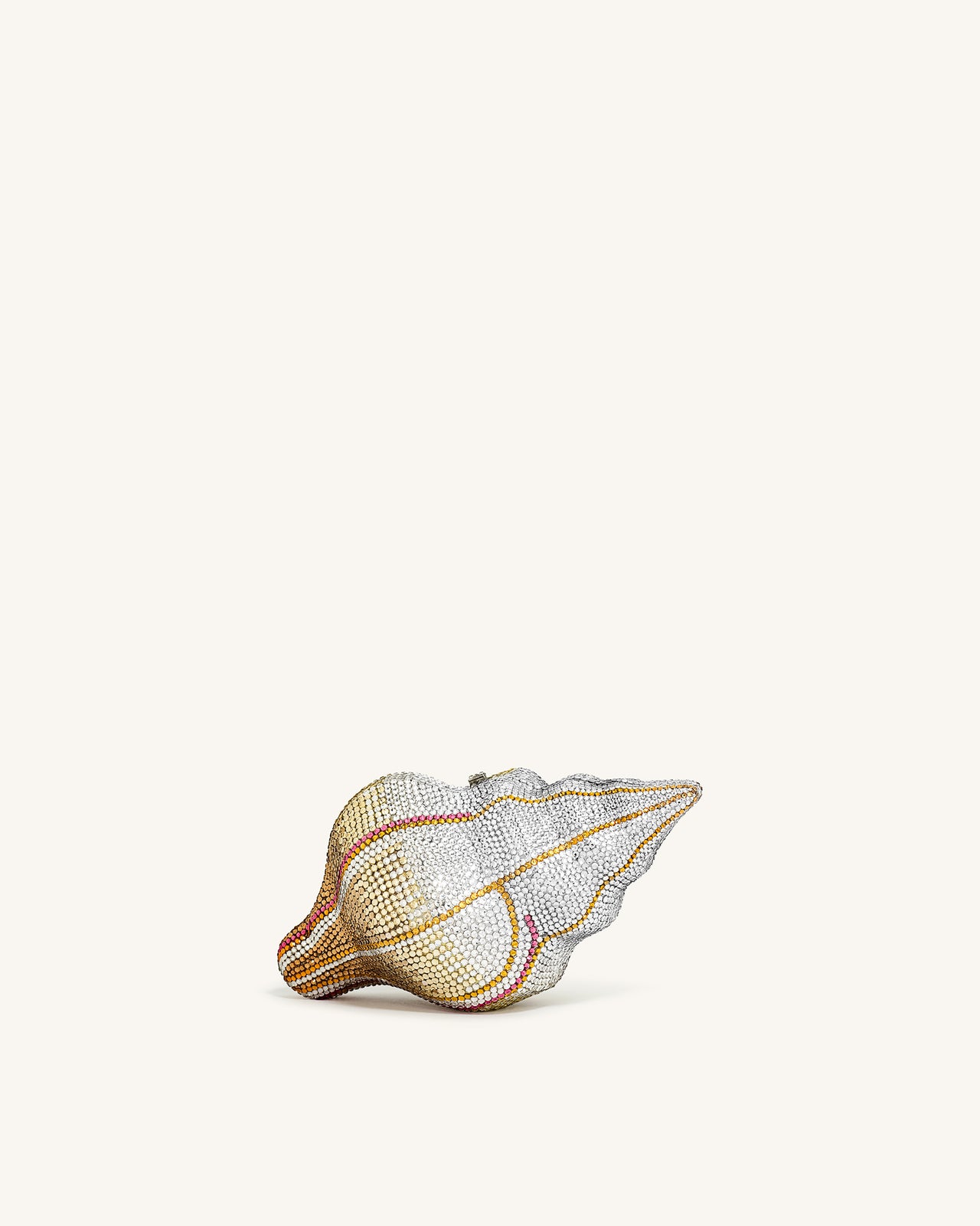 Clutch in Muschelform mit Kunstkristallen – Gold
