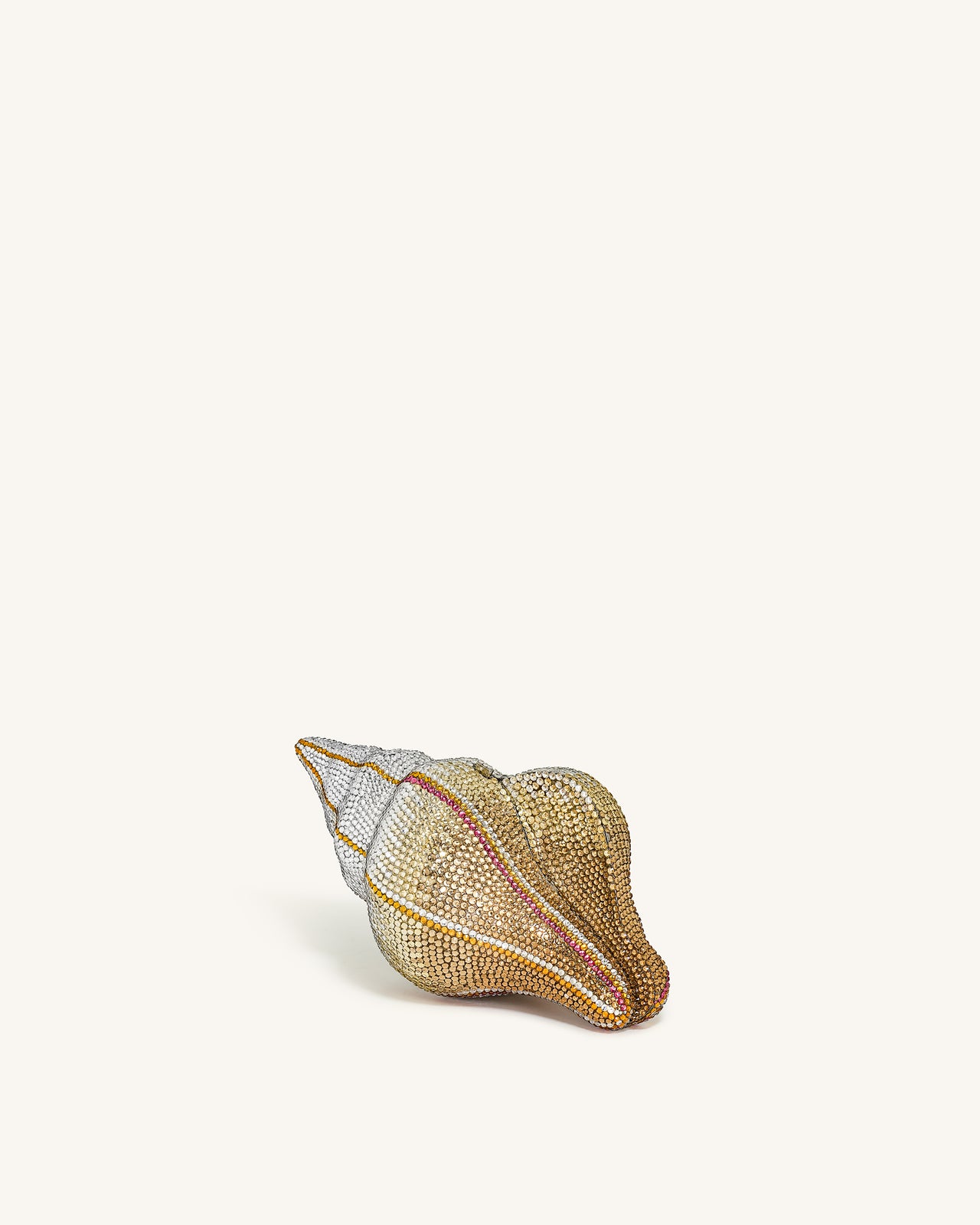 Clutch in Muschelform mit Kunstkristallen – Gold