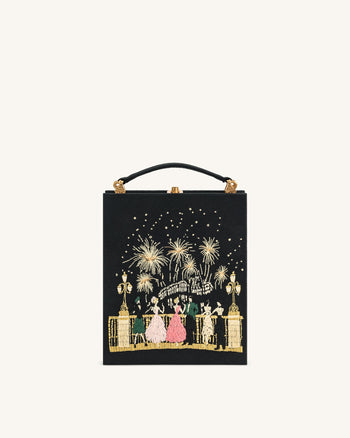 Taya-Feuerwerksmuster Buchform Clutch Bag – Schwarz