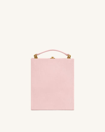 Taya Clutch-Tasche in Buchform mit tropischem Papageienmuster – Rosa
