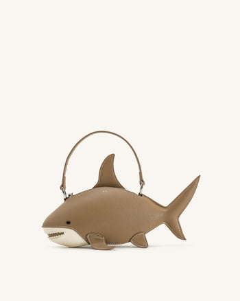 Nerys Hai-Look Handtasche mit Henkel - Hellbraun