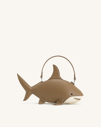 Nerys Hai-Look Handtasche mit Henkel - Hellbraun