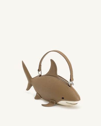 Nerys Hai-Look Handtasche mit Henkel - Hellbraun