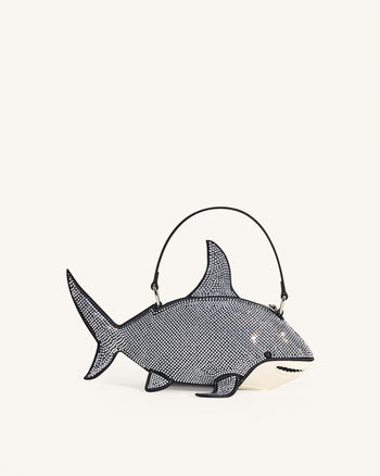 Nerys Kunstkristall Hai Handtasche mit Henkel - Schwarz