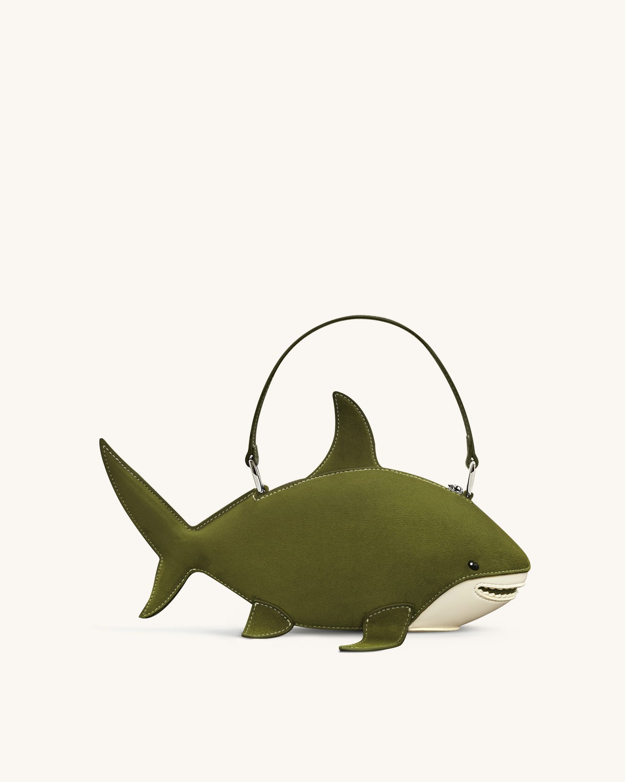 Nerys Kunstwildleder Hai-Look Handtasche - Dunkeloliv