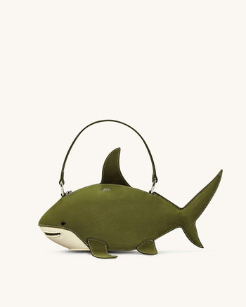 Nerys Kunstwildleder Hai-Look Handtasche - Dunkeloliv