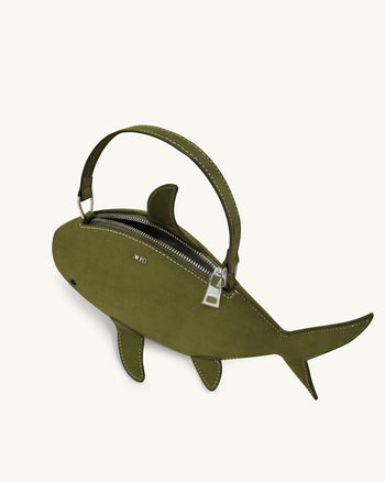 Nerys Kunstwildleder Hai-Look Handtasche - Dunkeloliv