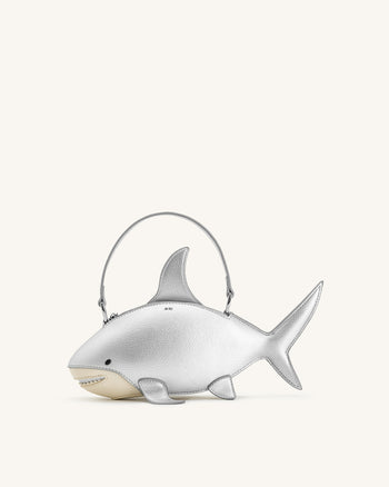 Nerys Hai-Look Handtasche mit Henkel - Silber