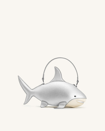 Nerys Hai-Look Handtasche mit Henkel - Silber