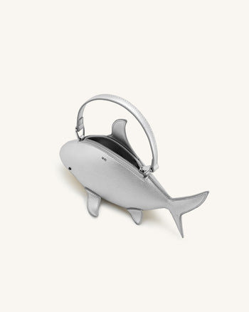 Nerys Hai-Look Handtasche mit Henkel - Silber