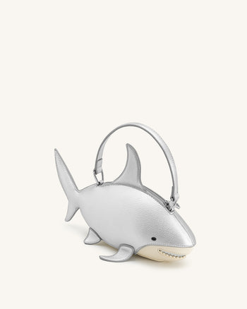 Nerys Hai-Look Handtasche mit Henkel - Silber