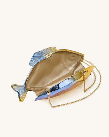 Fischförmige Clutch - Gold/Blau