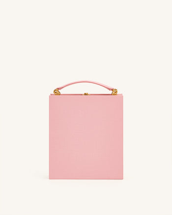 Taya Clutch-Tasche in Buchform mit Weinglas-Welpenmuster - Rosa