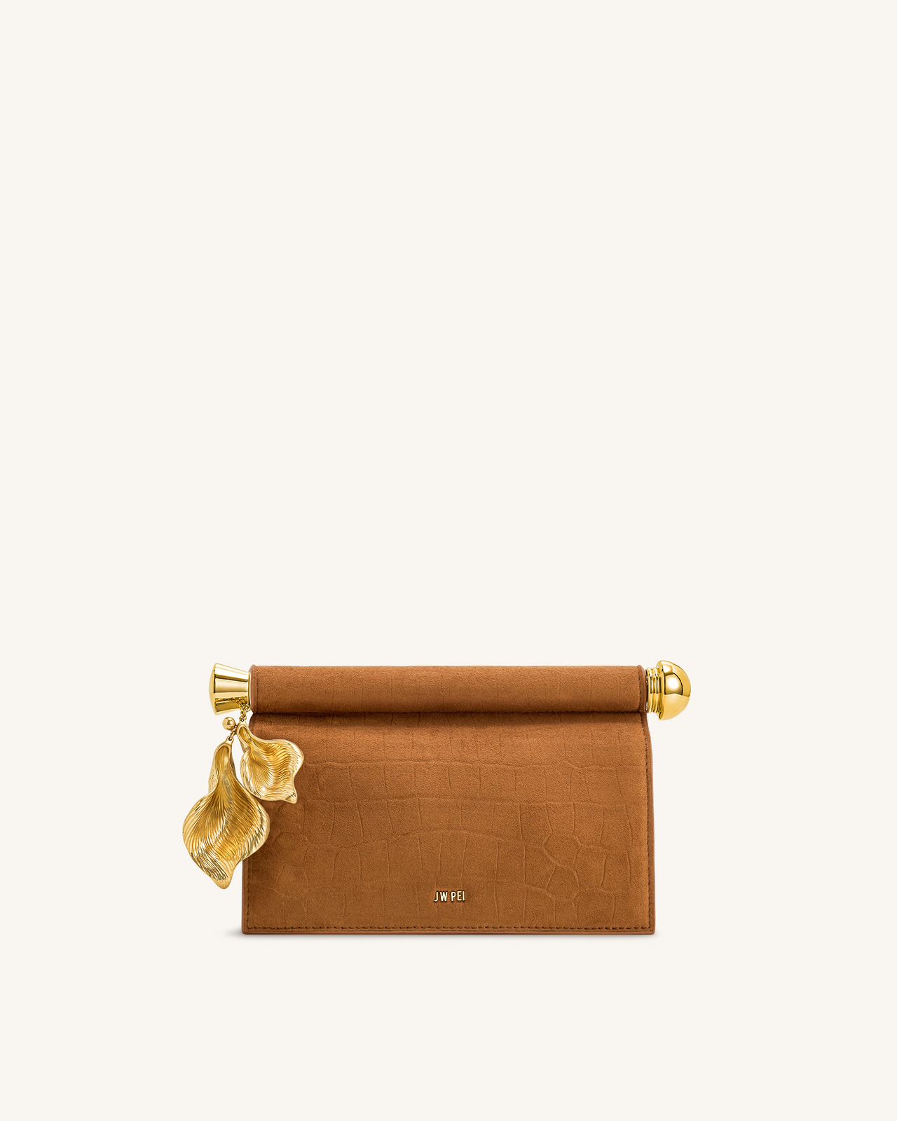 Holly Clutch aus Kunstwildleder mit Metallanhänger - Braun