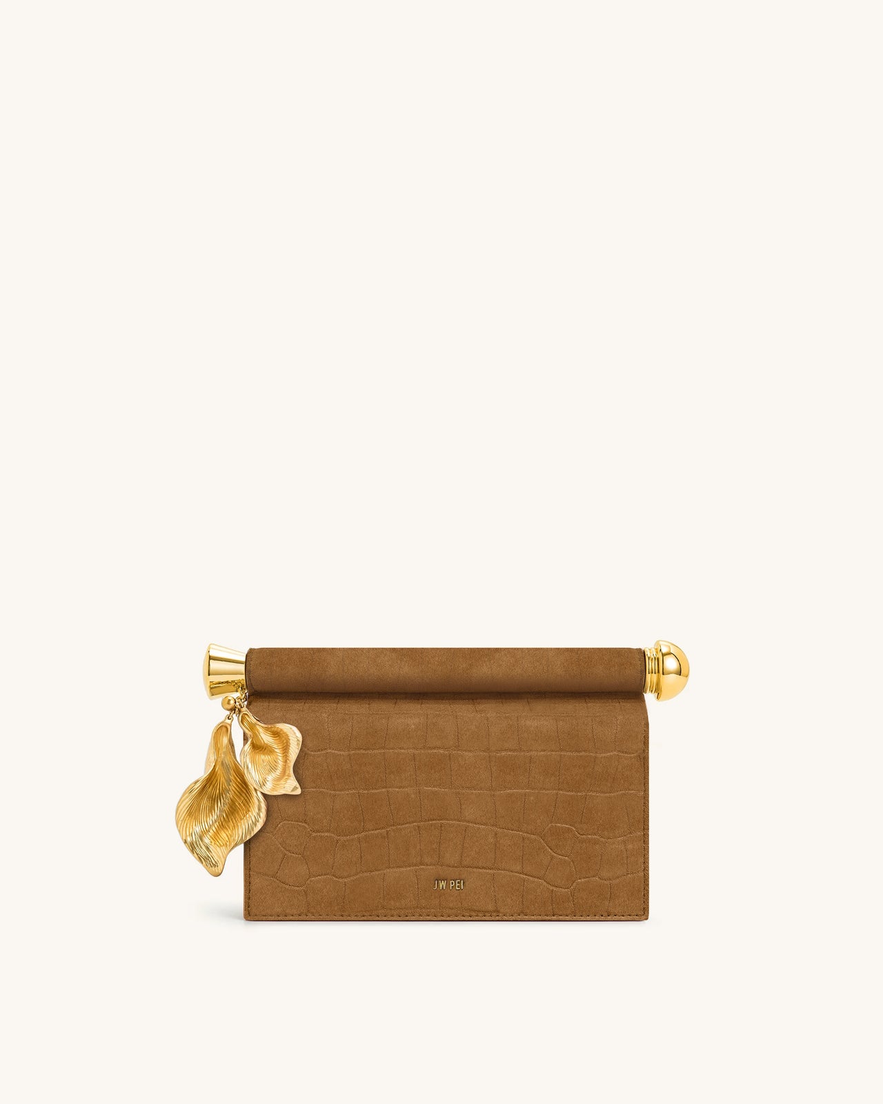 Holly Clutch aus Kunstwildleder mit Metallanhänger - Braun