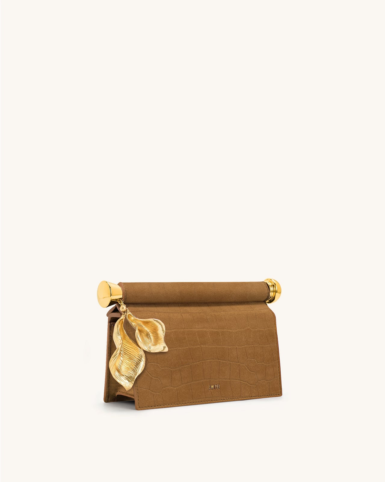Holly Clutch aus Kunstwildleder mit Metallanhänger - Braun