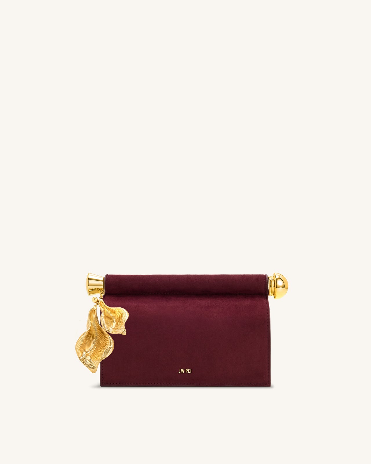 Holly Clutch aus Kunstwildleder mit Metallanhänger - Rötlich Braun
