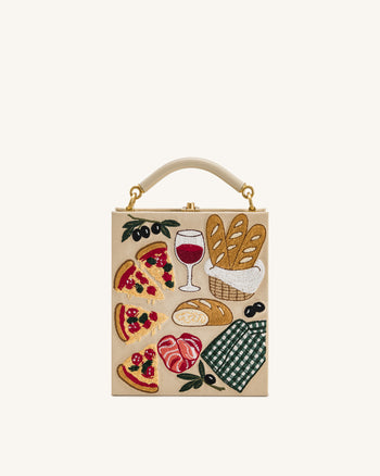 Elle Buch-Henkeltasche mit Picknickmuster - Khaki