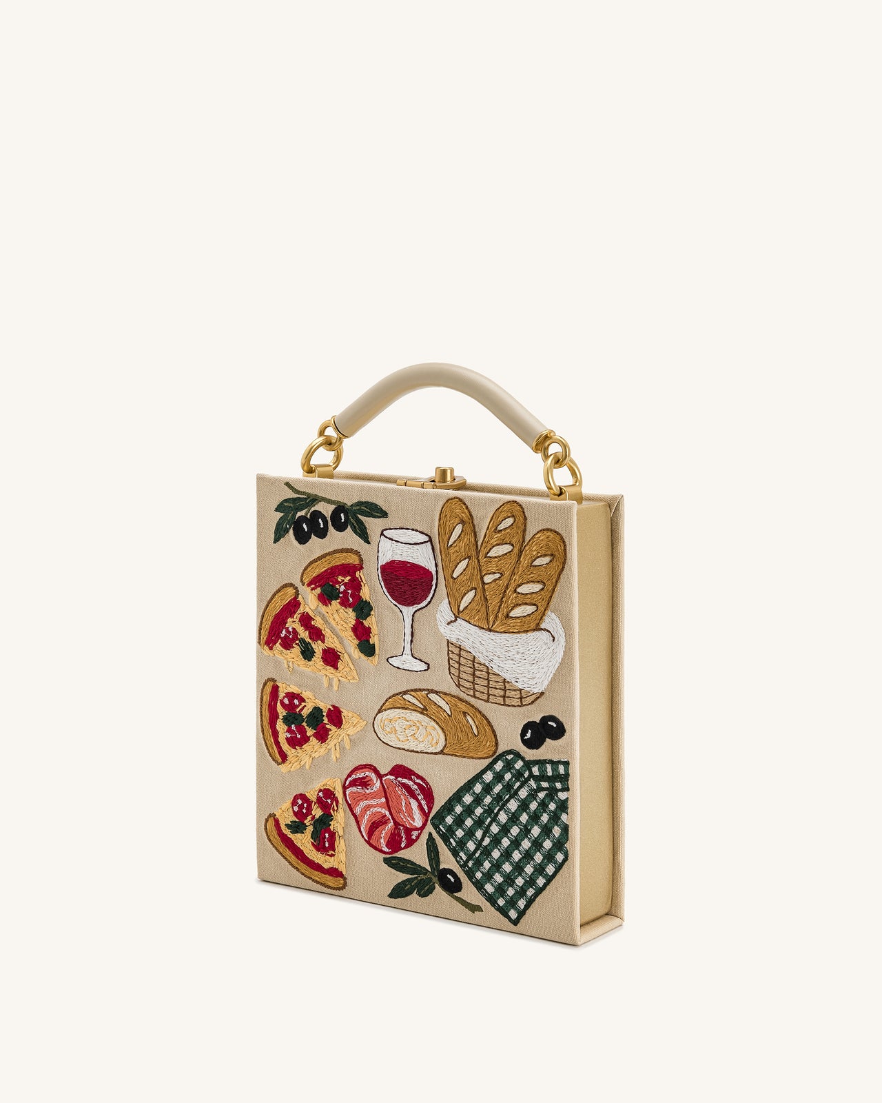 Elle Buch-Henkeltasche mit Picknickmuster - Khaki