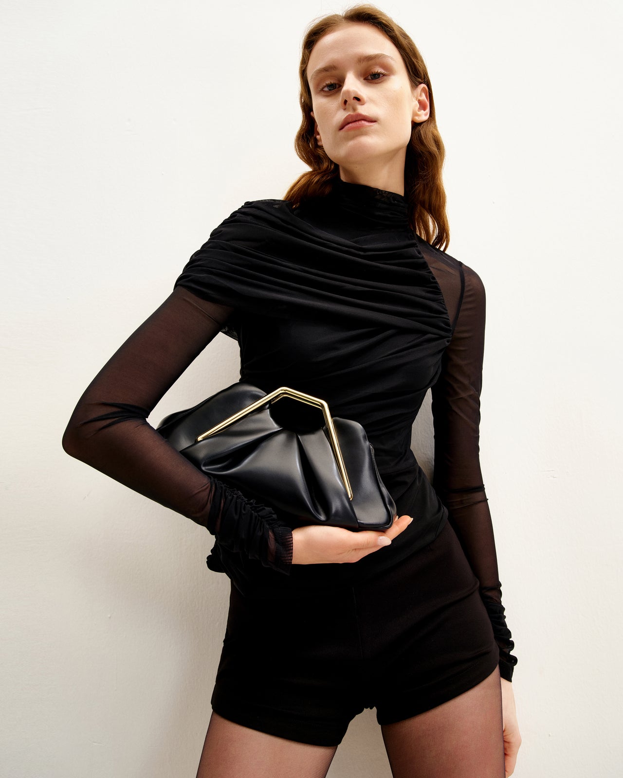 Lila Metallrahmen Clutch - Schwarz