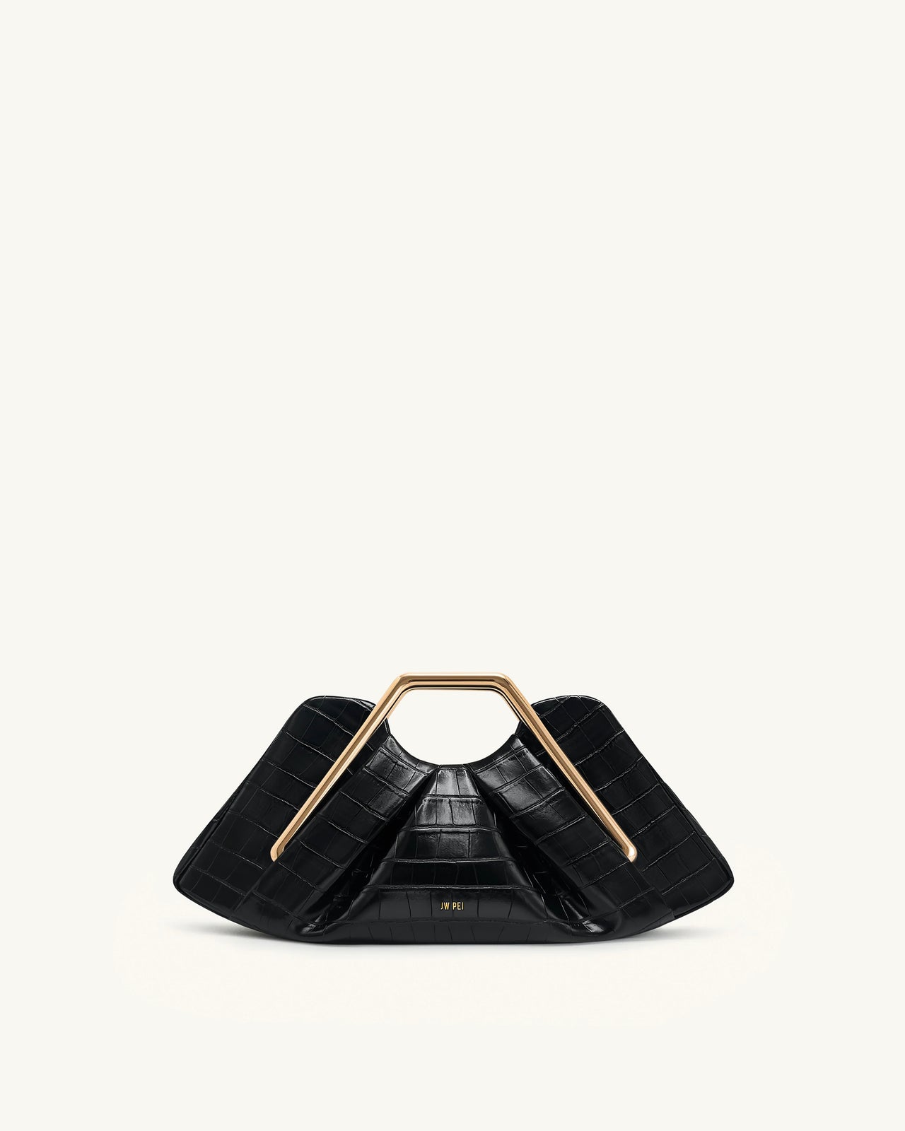 Lila Kunst-Kroko-Effekt Metallrahmen Clutch - Schwarz