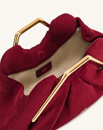 Lila Kunstleder Metallrahmen Clutch - Rot