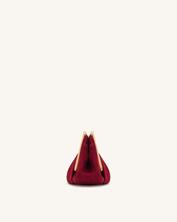 Lila Kunstleder Metallrahmen Clutch - Rot