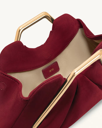 Lila Kunstleder Metallrahmen Clutch - Rot