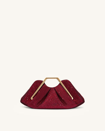 Lila Künstliche Kristall Metallrahmen Clutch - Rot