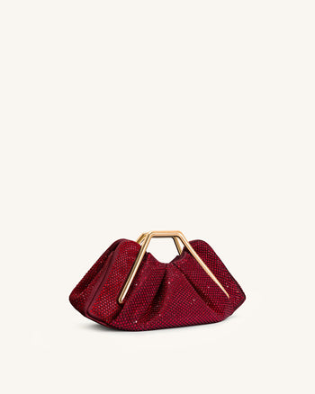 Lila Künstliche Kristall Metallrahmen Clutch - Rot