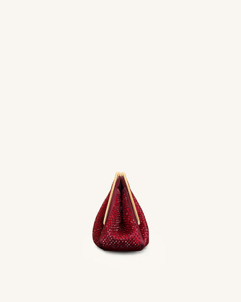 Lila Künstliche Kristall Metallrahmen Clutch - Rot