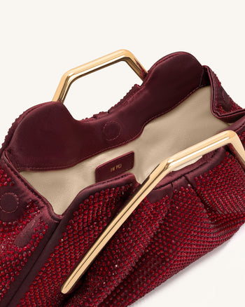 Lila Künstliche Kristall Metallrahmen Clutch - Rot