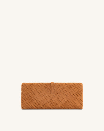 Zaria Woven Clutch - Braun