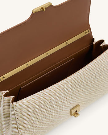 Eloise Schultertasche - Braune Canvas