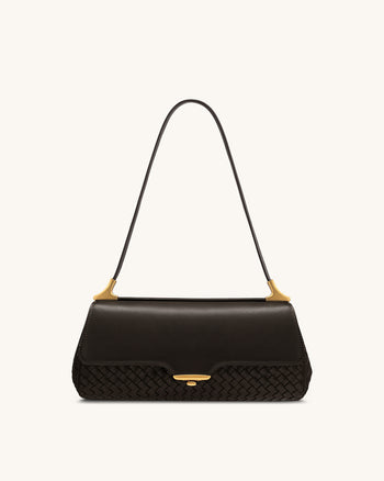 Eloise Geflochtene Schultertasche - Dunkelbraun