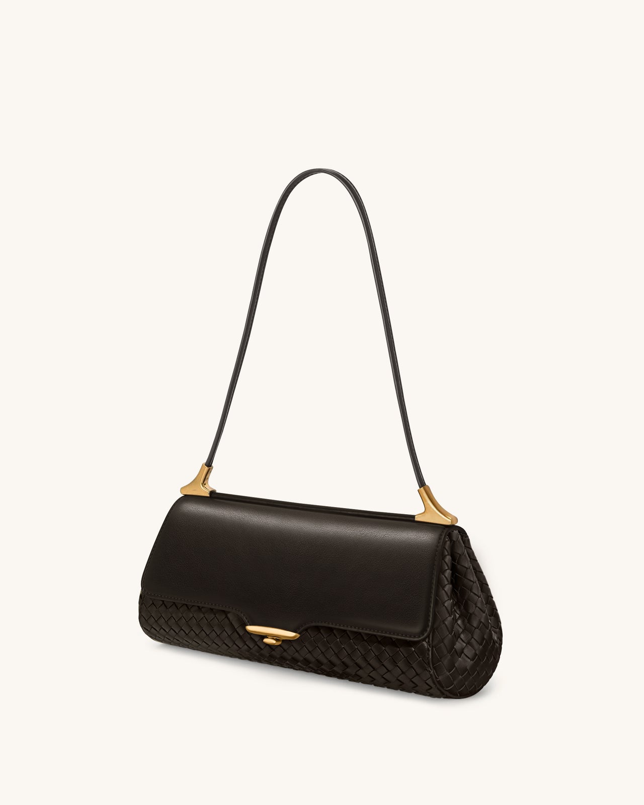 Eloise Geflochtene Schultertasche - Dunkelbraun